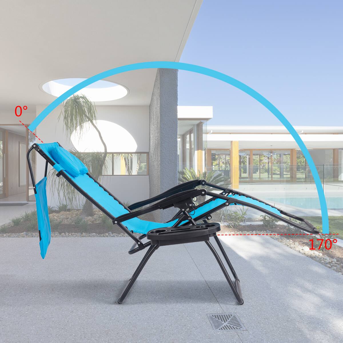 Alt View 1. Costway - Costway Folding Recliner Zero Gravity Lounge Chair W/ Shade Canopy Cup Holder - Navy.