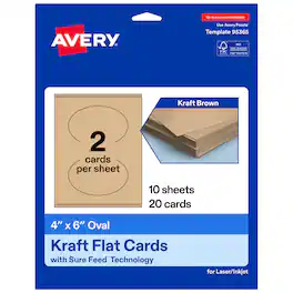 Avery - Oval Flat Cards, 4" x 6", Matte Kraft 20 Total - Brown