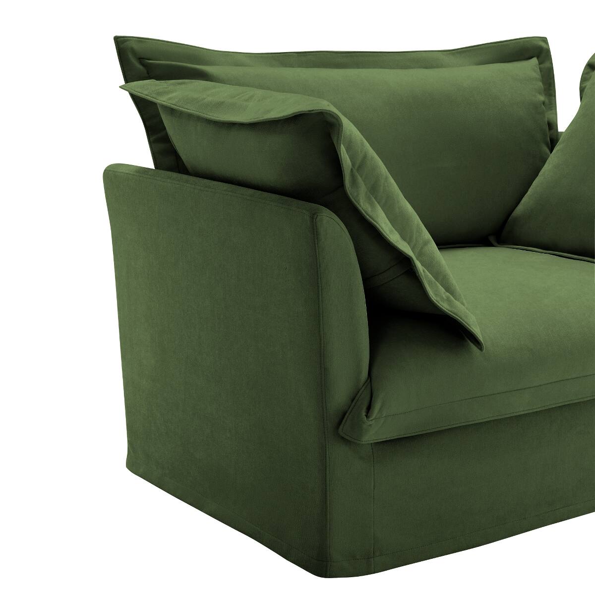 Left. Ropilly - Ropilly Green Chenille Sofa Single Seat Sofa with Removable Covers and Pillow - Green.