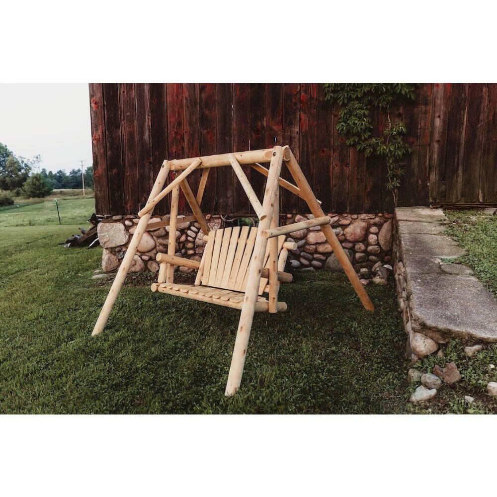 Alt View 4. Contoured Comfort - Cedar Log 4ft Yard Swing - Brown.