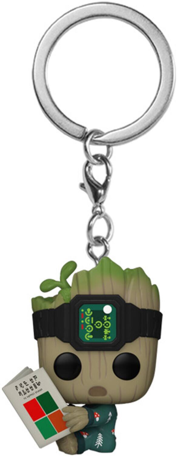 Front. Funko - FUNKO POP! KEYCHAIN: I Am Groot - Groot Shorts PJs w/ Book   - Collectibles - Multicolor.