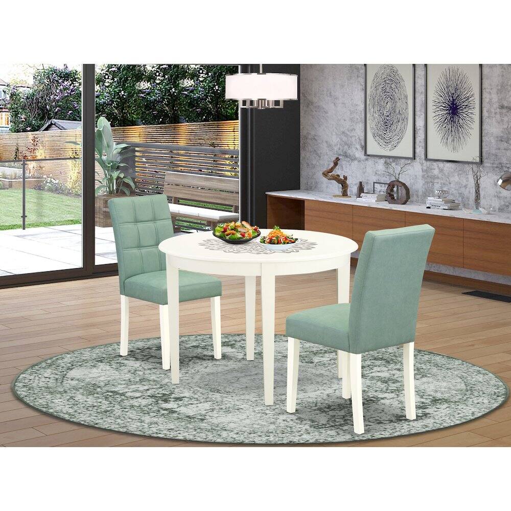 Alt View 7. East West Furniture - 3 Piece Kitchen Table Set consists A Dining Room Table - White.