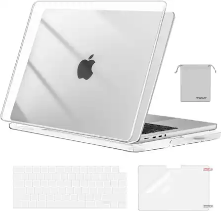 Front. mosiso - Case for MacBook Pro 14 inch Case M5 M4 M3 M2 M1 2026-2021 A3427 A3426 A3434 A3112 A3185 A3401 A2918 A2992 A2779 A2442 - Crystal Clear.
