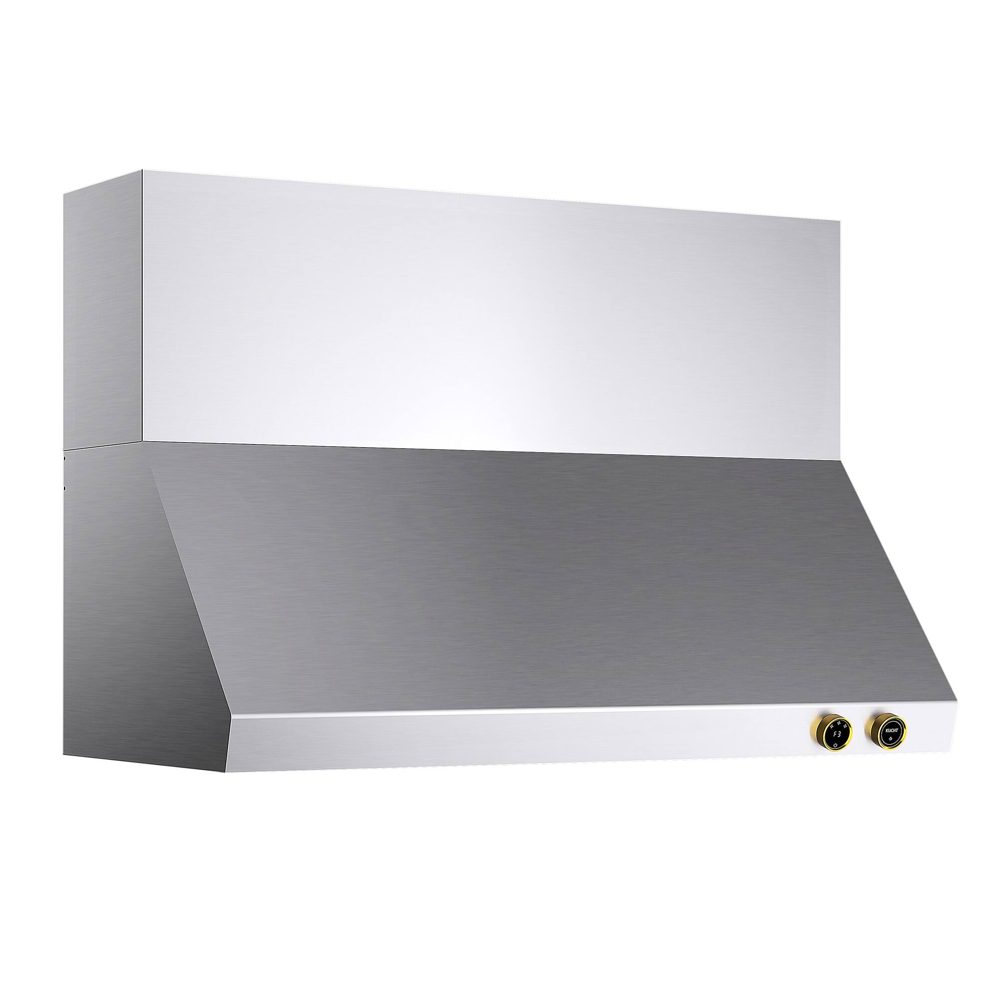 Alt View 5. Kucht - 48 in. 6.7 cu. ft. 8 Burners Dual Fuel Range for Natural Gas in Stainless Steel and Gold + Wall Mount Range Hood - Stainless Steel with Gold Accents.