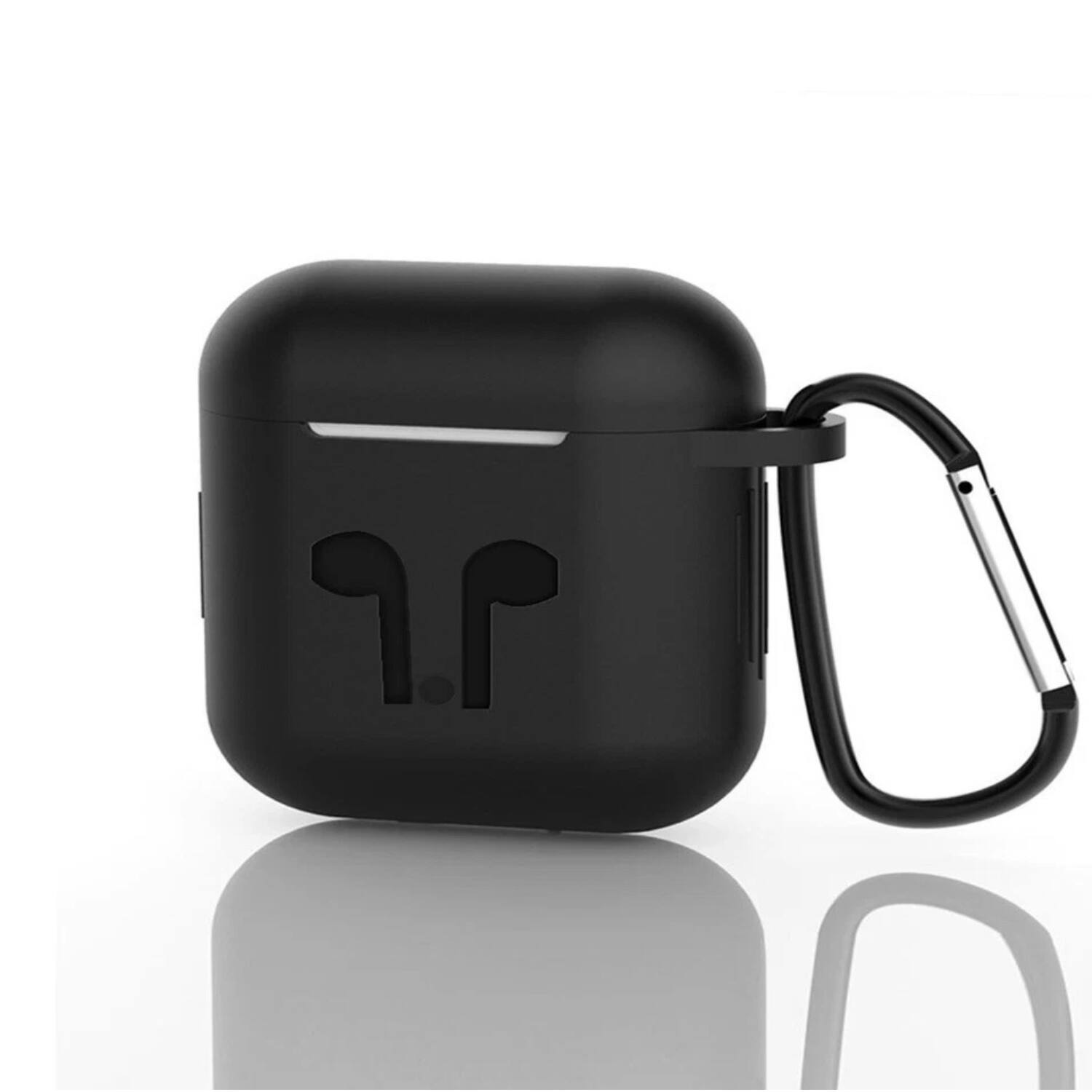 Angle. Home Collection - Soft Silicone Protective Case with Keychain for Apple AirPods 4th Generation - Black.