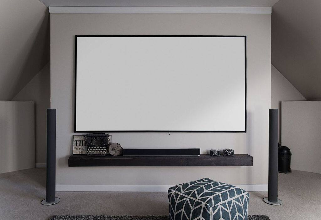 Angle. Elite Screens - Aeon CineWhite® UHD-B EDGE FREE Fixed Frame Matte White Front Projector Screen, 158" Diag., 16:9, AR158WH2.