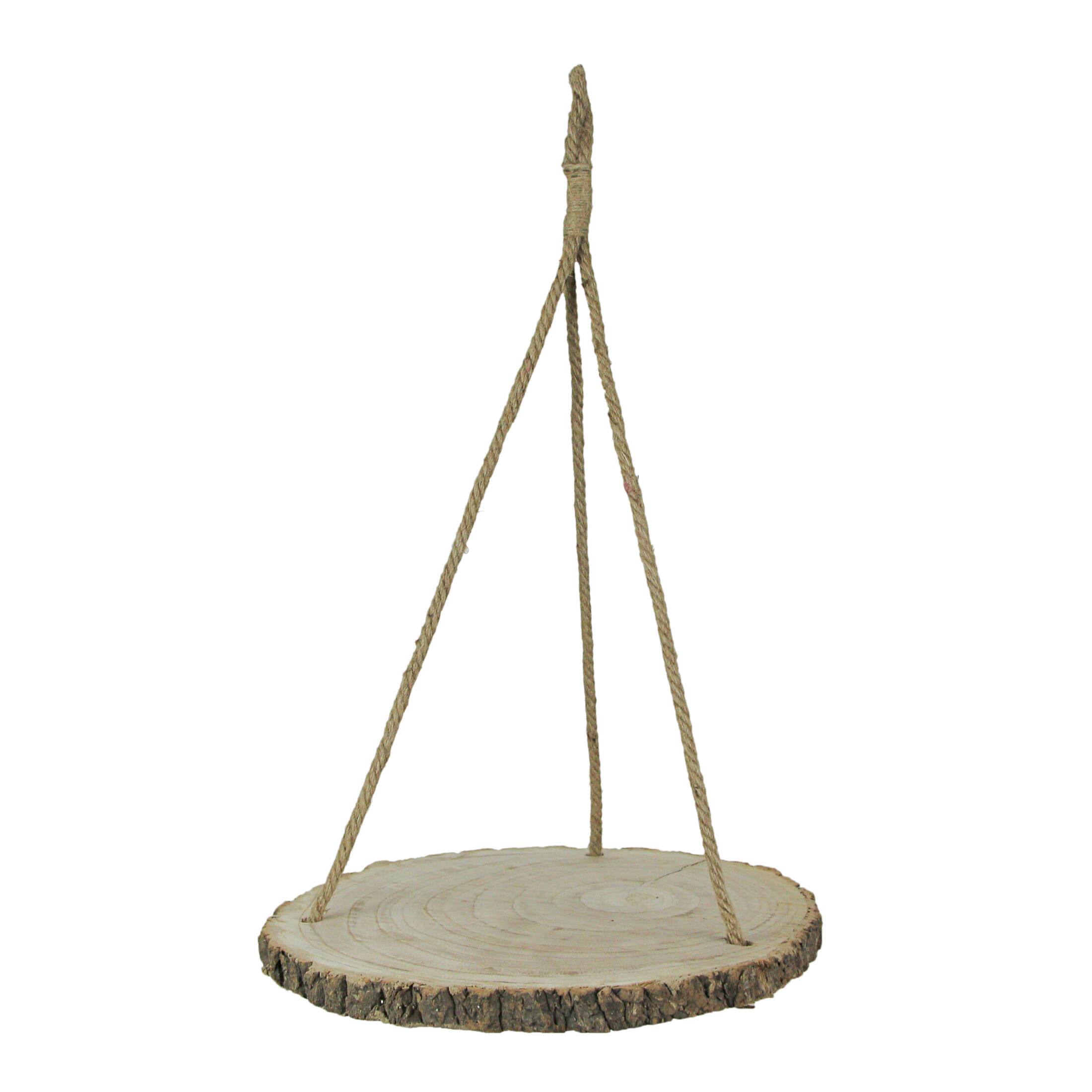 Front. Audrey's - 15.5 Inch Diameter Paulownia Wood Slab Hanging Tray Decorative Natural Bark Home Decor - Brown.
