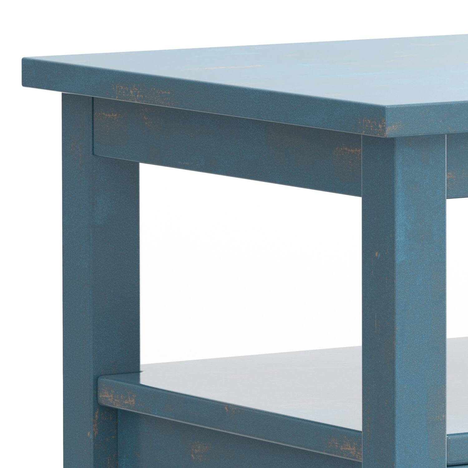 Alt View 5. Simpli Home - Warm Shaker Solid Wood 20 inch Wide Transitional End Table in Distressed Coastal Blue - Distressed Coastal Blue.