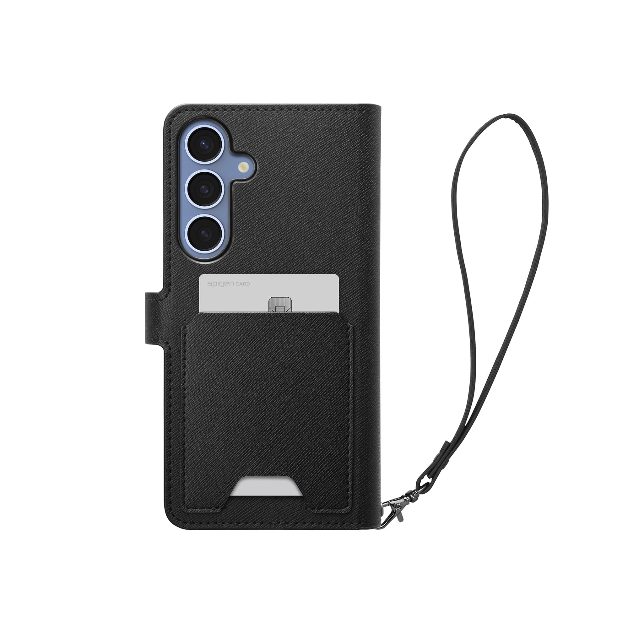 Spigen - Wallet S Folio Case for Samsung Galaxy S25 Plus - Black - Front_Zoom