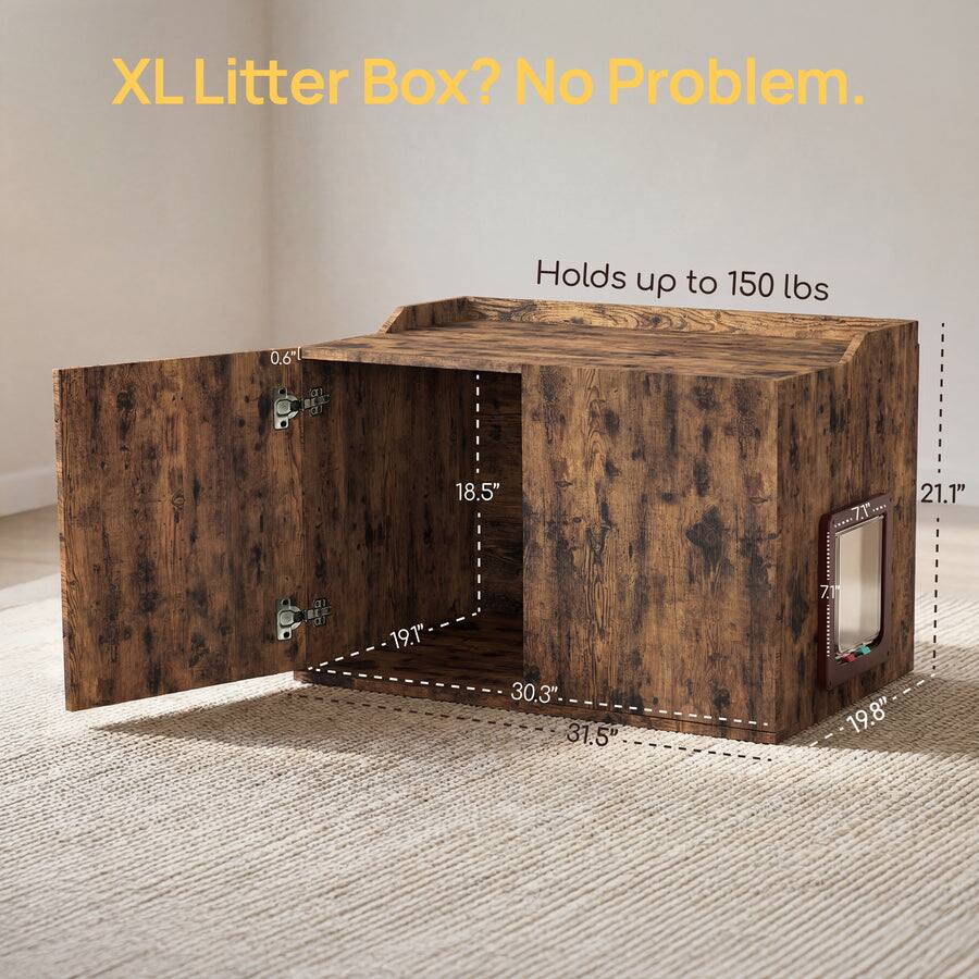 XL Litter Box? No Problem.  
Holds up to 150 lbs  
0.6"  
18.5"  
19.1"  
21.1"  
30.3"  
31.5"  
19.8"