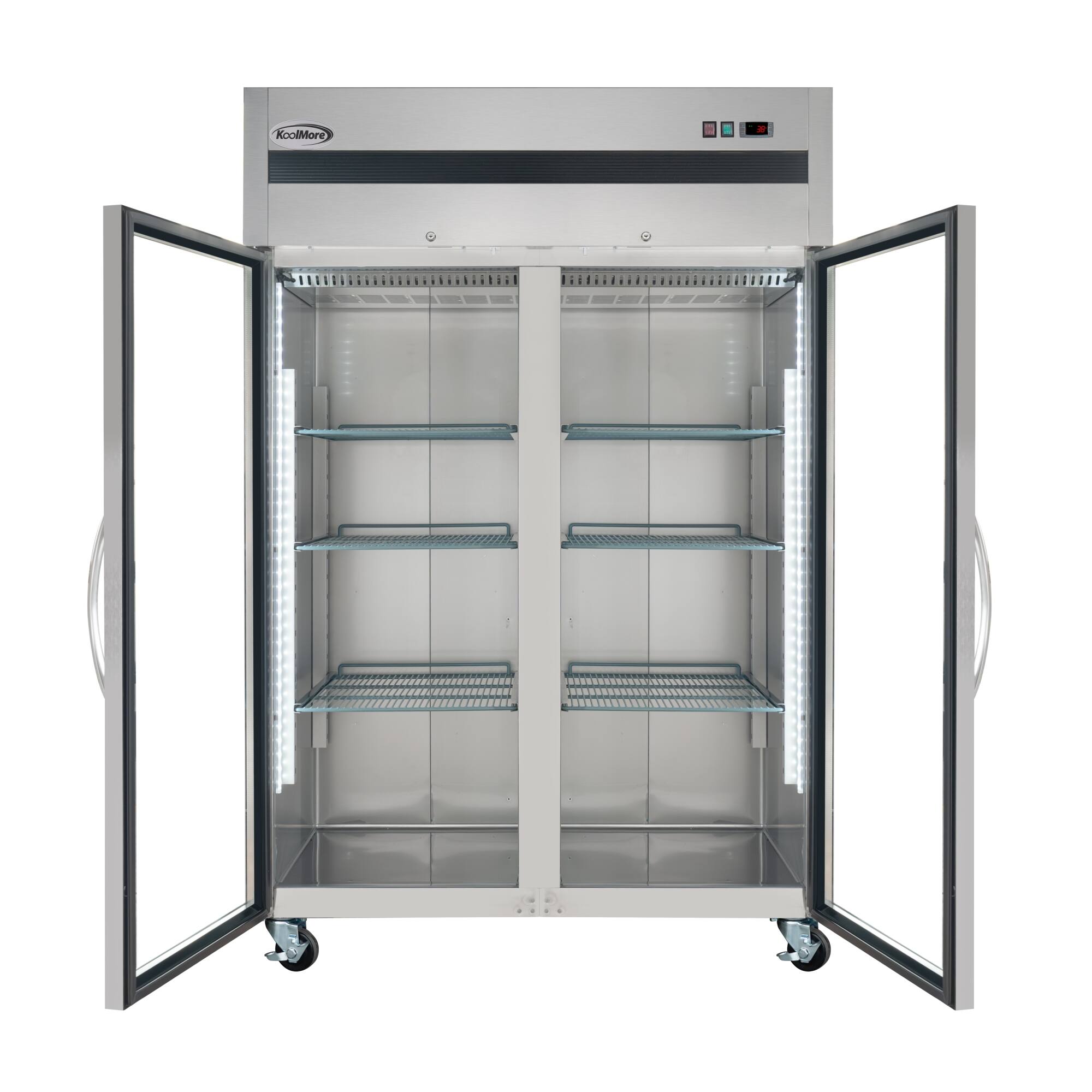 Alt View 3. Koolmore - 54 in. Two-Glass-Door Commercial Reach-In Refrigerator with Top-Mounted Compressor, 49 cu. ft. in Stainless-Steel - Stainless steel.