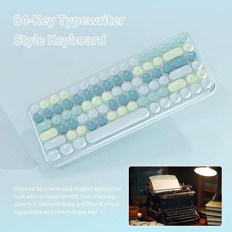 84-Key Typewriter Style Keyboard

Inspired by a retro and elegant typewriter look with a characteristic round keycap, uses rich colors to bring a different visual experience and comfortable feel.