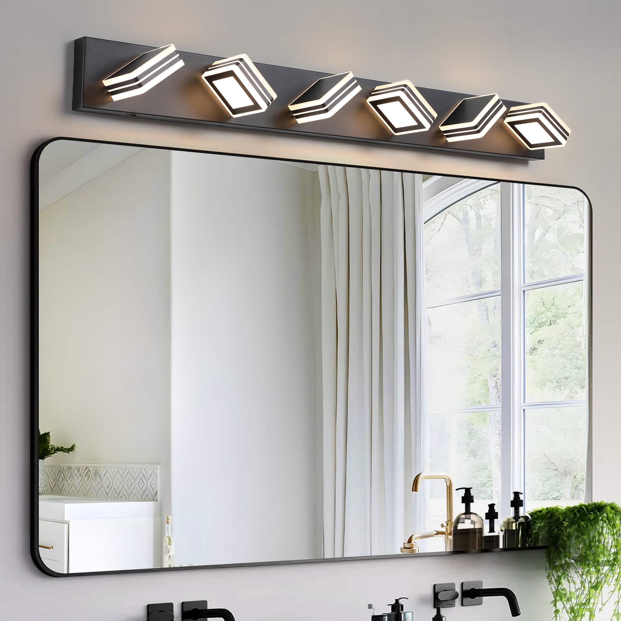 APRILSOUL - 40 Inch Modern 6-Light LED Vanity Light Iron and Acrylic Dimmable and Energy-Efficient Ideal for Mirror Lighting