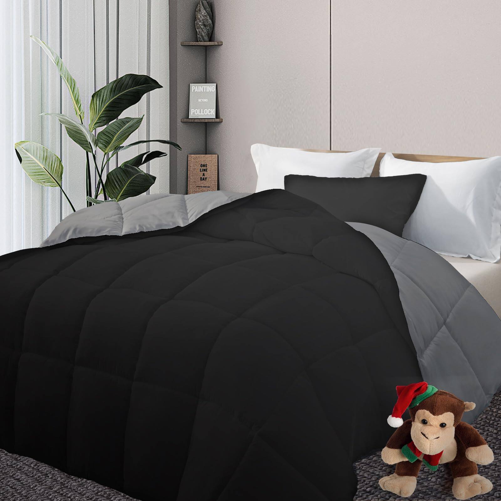 Black/Gray-California King-Lightweight Comforter