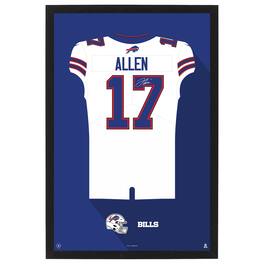 Sporticulture - Josh Allen Buffalo Bills Away Jersey Framed Art Print - White