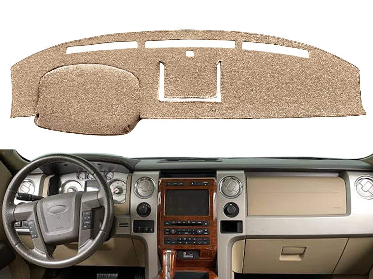 COTTAGE - dash cover mat custom fit ford raptor light sensor dashboard cap pad carpet protector charcoal gray - 09-14 Beige