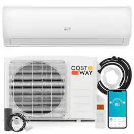 Costway - 11500 BTU Wifi Enabled Mini Split Air Conditioner & Heater Works with Alexa 750 Sq.Ft 17 SEER2 115V - White
