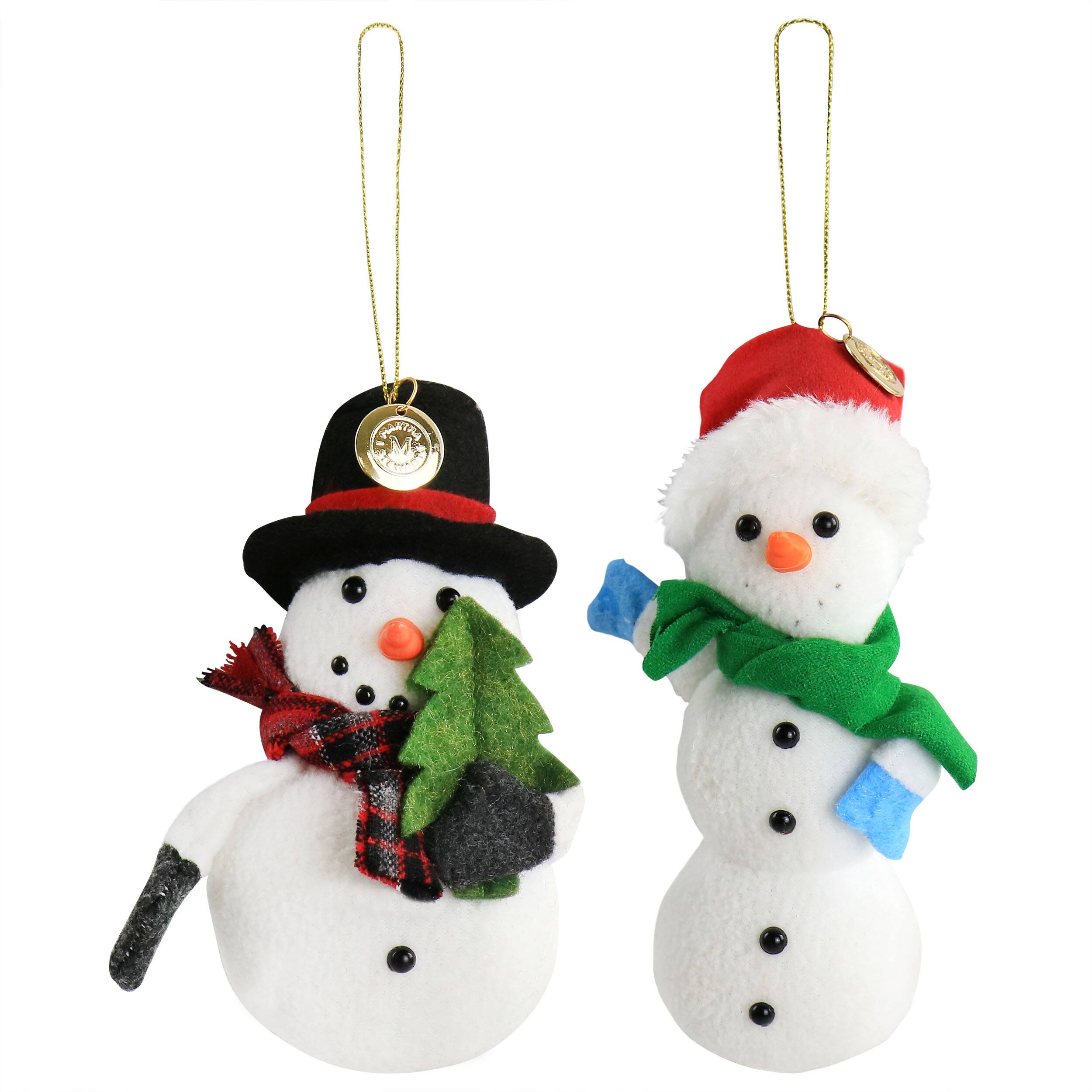 Alt View 2. Martha Stewart - Martha Stewart Holiday Plush Polar Bear and Snowman 4 Piece Ornament Set in White - White.