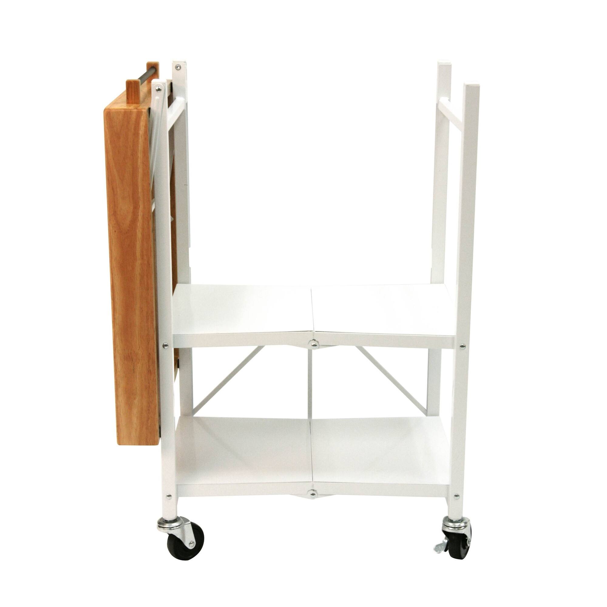 Alt View 7. Origami - Origami RBT Fully Stainless Steel Foldable Kitchen Cart with 4 Wheels, White - White.