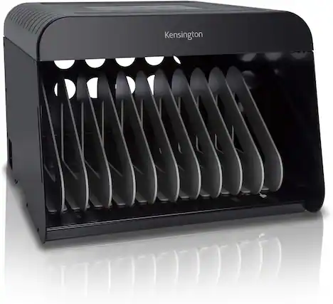 Front. Kensington - K62878NA Universal AC Charge Station for 12 Tablets/Laptops up to 14in, Metal Desktop Charging Cabinet w/ 12-Outlet.