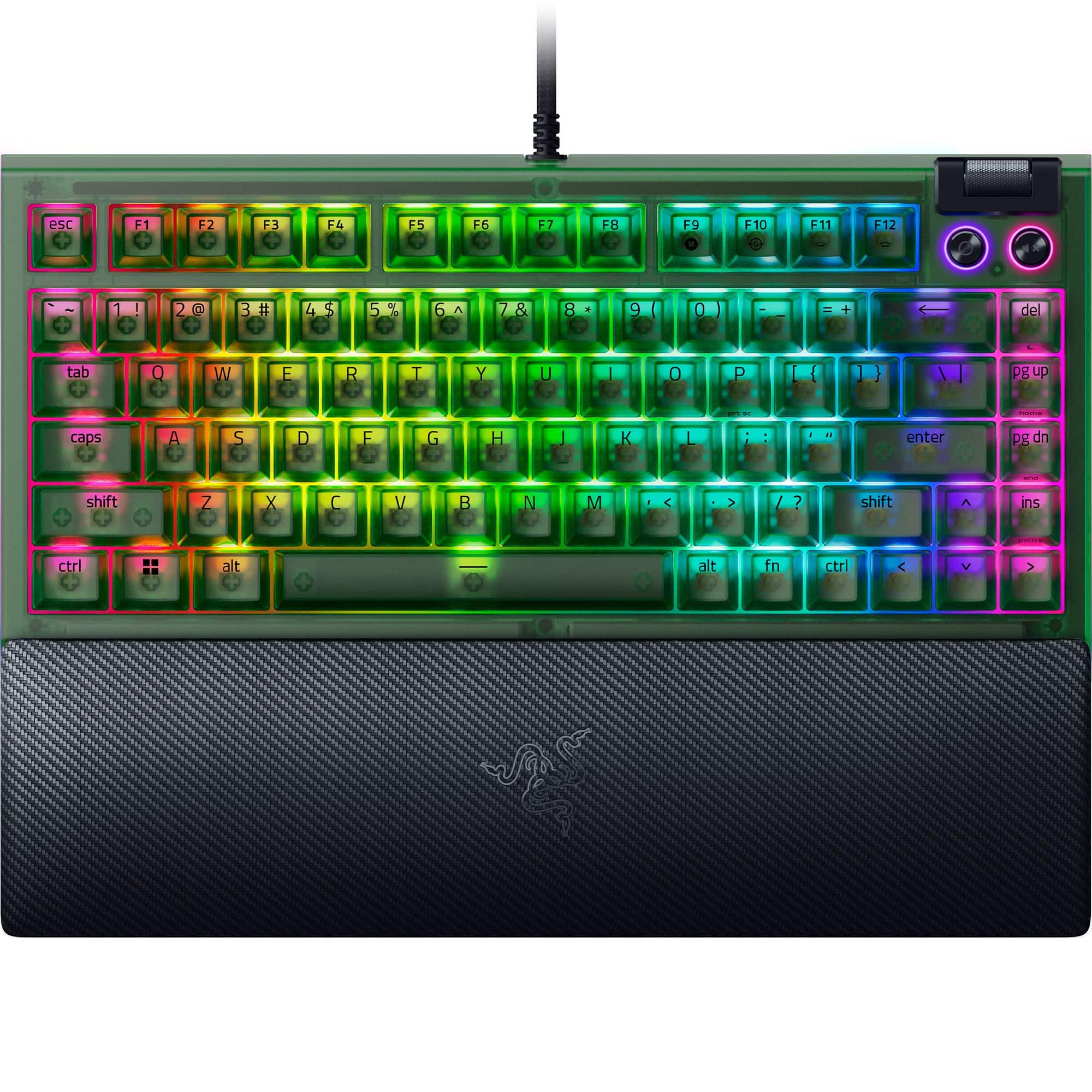 Razer - Blackwidow V4 75% Wired Mechanical Orange Switch Gaming Keyboard with Hot-Swappable Design - Phantom Green - Front_Zoom