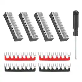 Unique Bargains - Screw Terminal Block 8 Positions, Dual Row, 600V 15A, with Screwdriver & Terminals, 4 Sets - Black