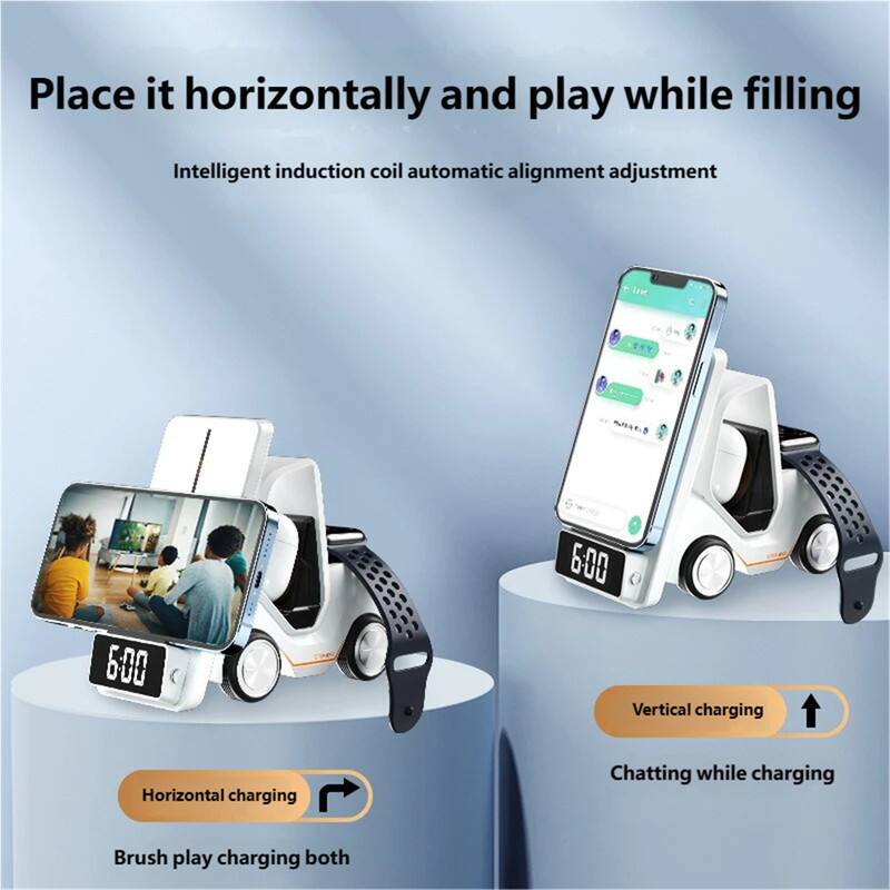 Place it horizontally and play while filling

Intelligent induction coil automatic alignment adjustment

Horizontal charging
Vertical charging

Brush play charging both
Chatting while charging