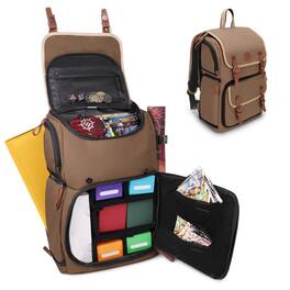 ENHANCE - Full-Size Trading Card Storage Box Backpack for Playing Card Case - Tan