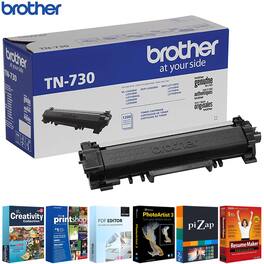 Brother - TN730 Genuine Standard Yield Toner Cartridge Black with Printer Softwares