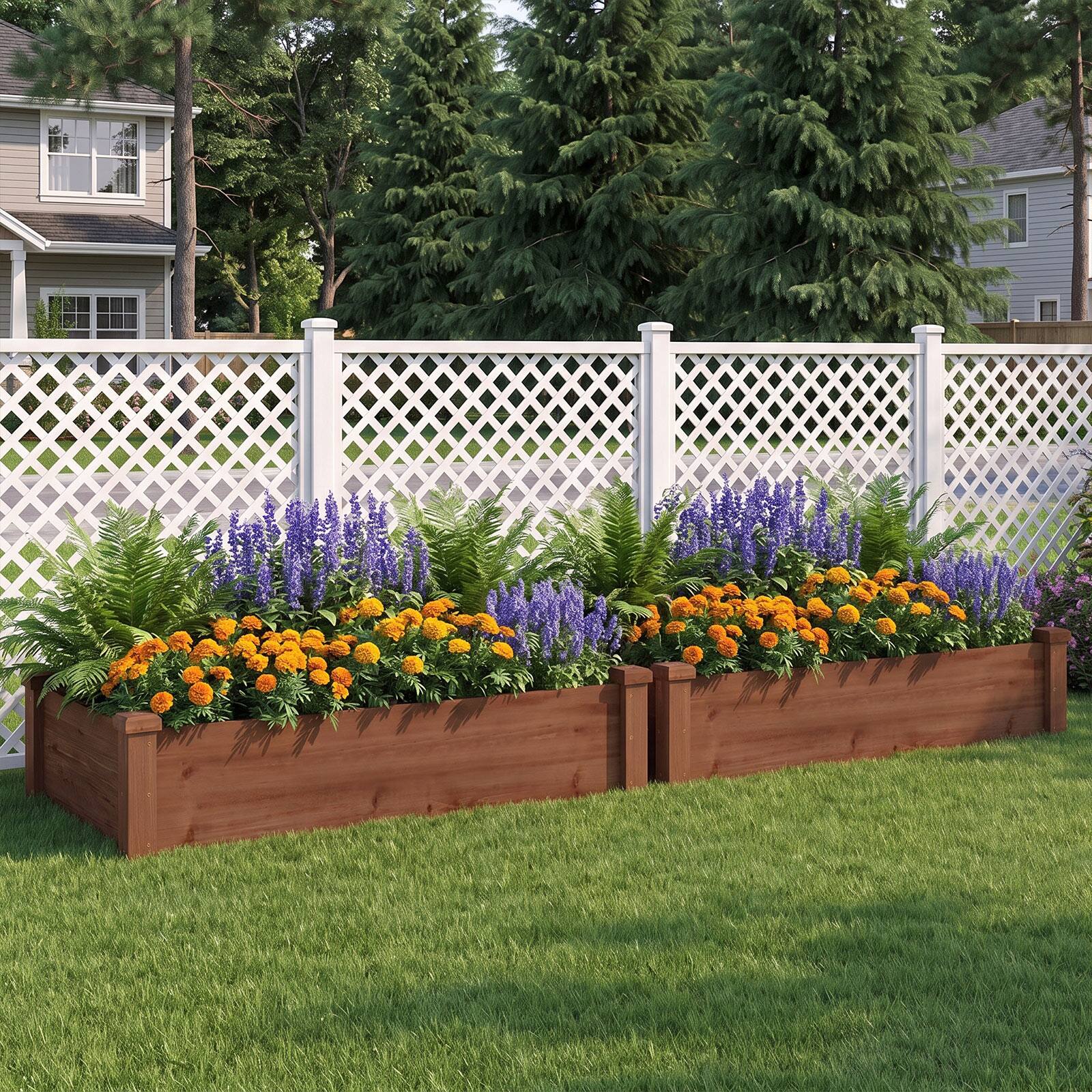 Alt View 3. Costway - Costway Wooden Raised Garden Bed Rectangular Planter Box for Vegetables Fruits Flowers - Dark Brown.