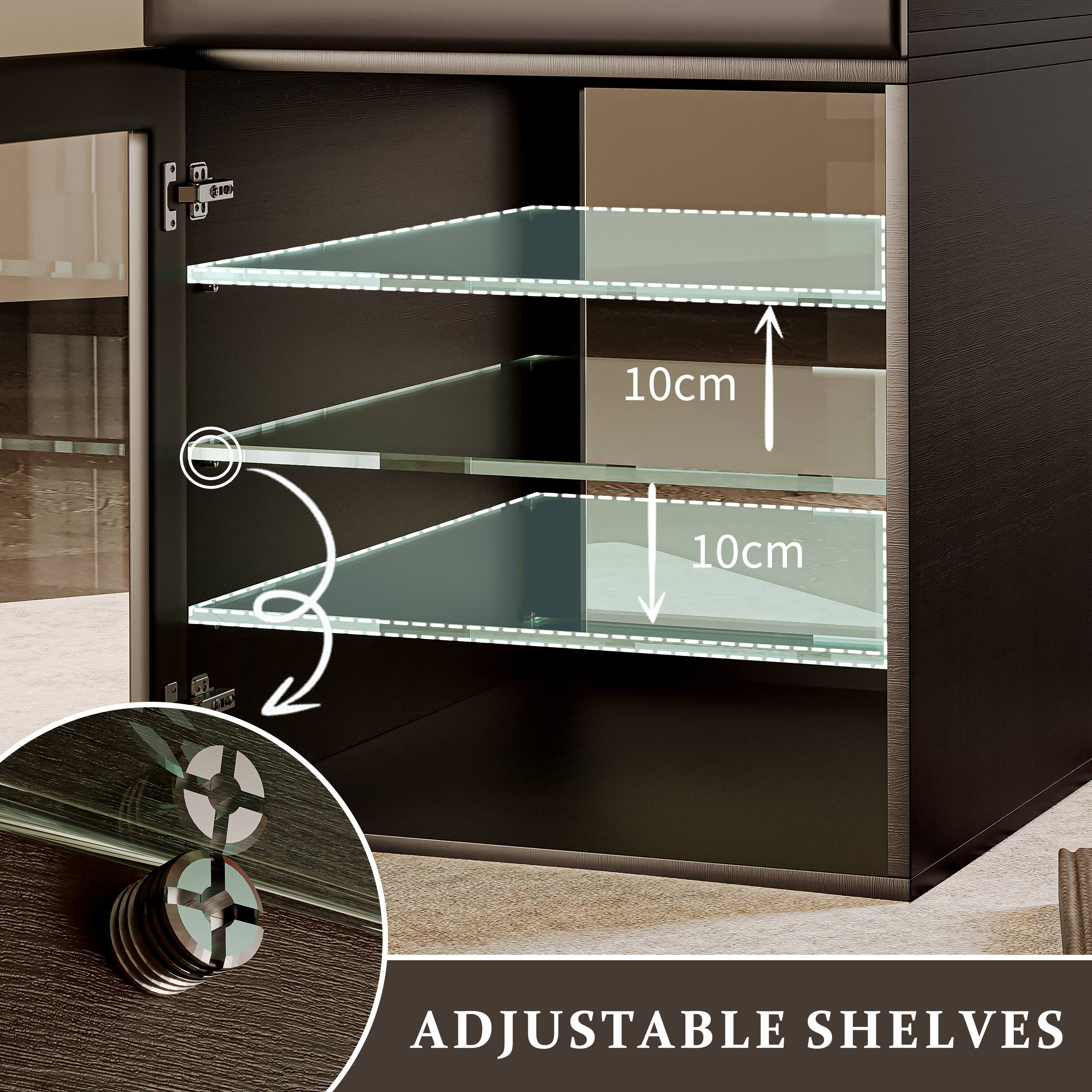- 10cm
- 10cm
- ADJUSTABLE SHELVES