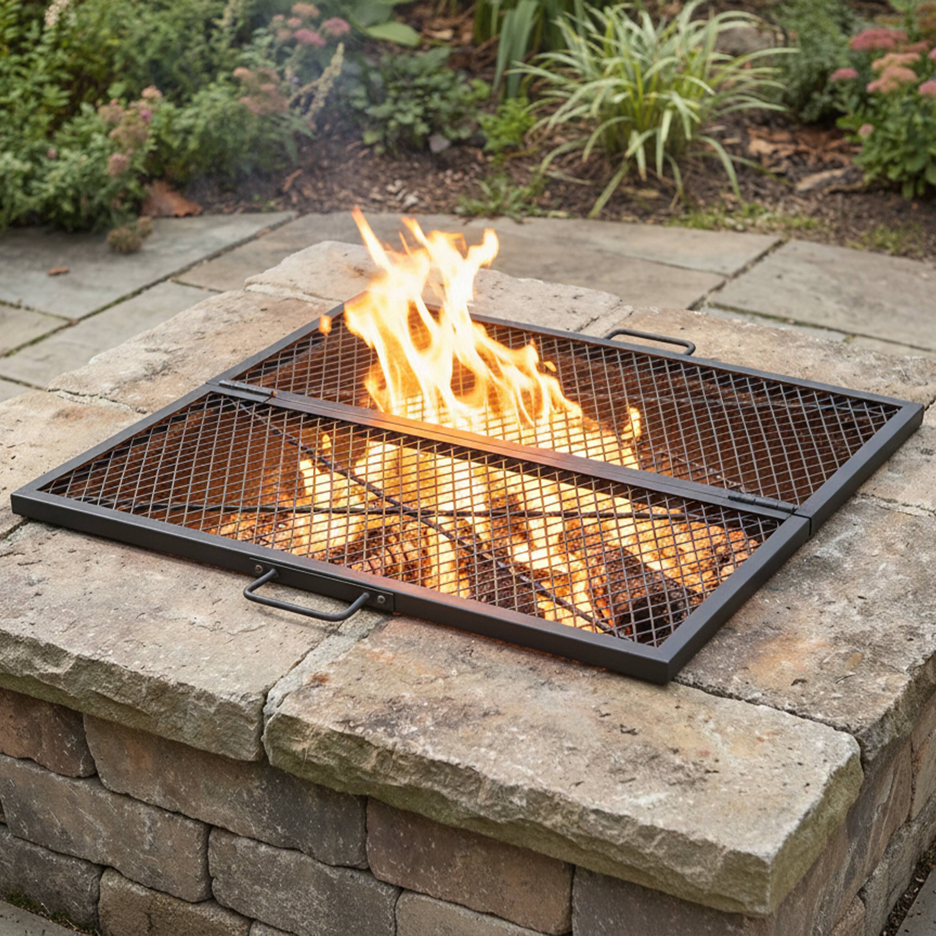 Alt View 10. Sunnydaze - Folding Black Steel Square Fire Grate - 40 in - Black.