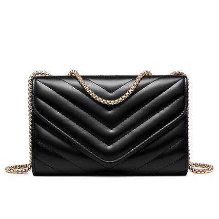 Front. Fabibe - Women Small Quilted Crossbody Bags Stylish Designer Evening Bag Clutch Purses And Handbags With Chain Shoulder Strap - Black.