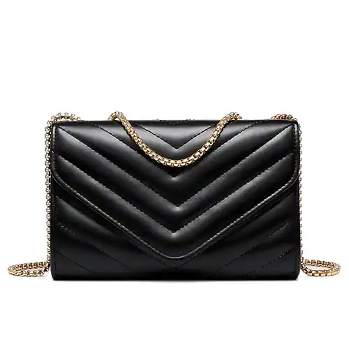 Fabibe - Women Small Quilted Crossbody Bags Stylish Designer Evening Bag Clutch Purses And Handbags With Chain Shoulder Strap - Black
