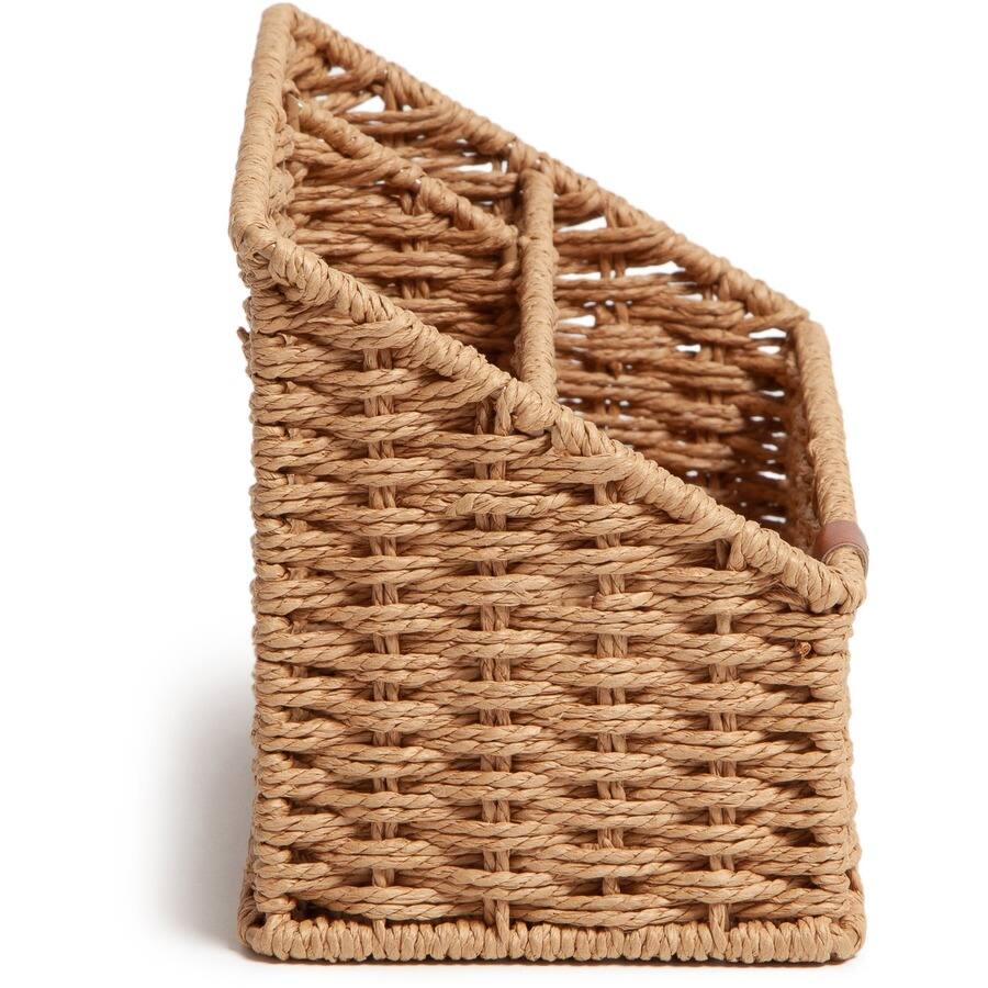 Left. U Brands - U Brands Woven All in 1 Desk Organizer 3 Compartment 5.70" x 10.20" x 4.90" Sturdy Brown - Brown.