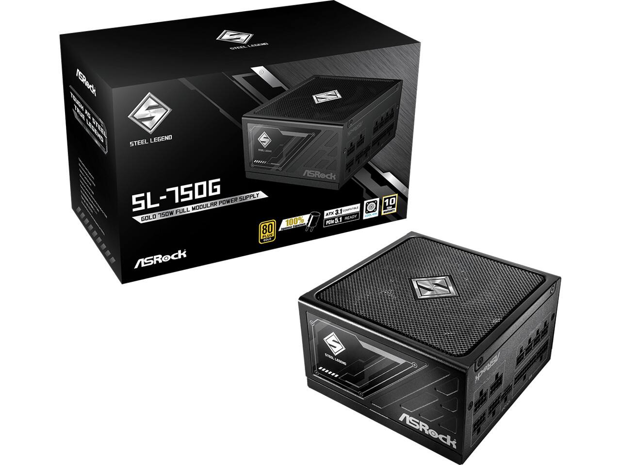 ASRock Steel Legend SL-750G GOLD 750W FULL MODULAR POWER SUPPLY ATX 3.1 PCIe 5.1 READY