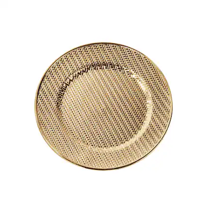Front. American Atelier - Calico Gold Plated Set of 4 Charger Plates 13"D - Gold.