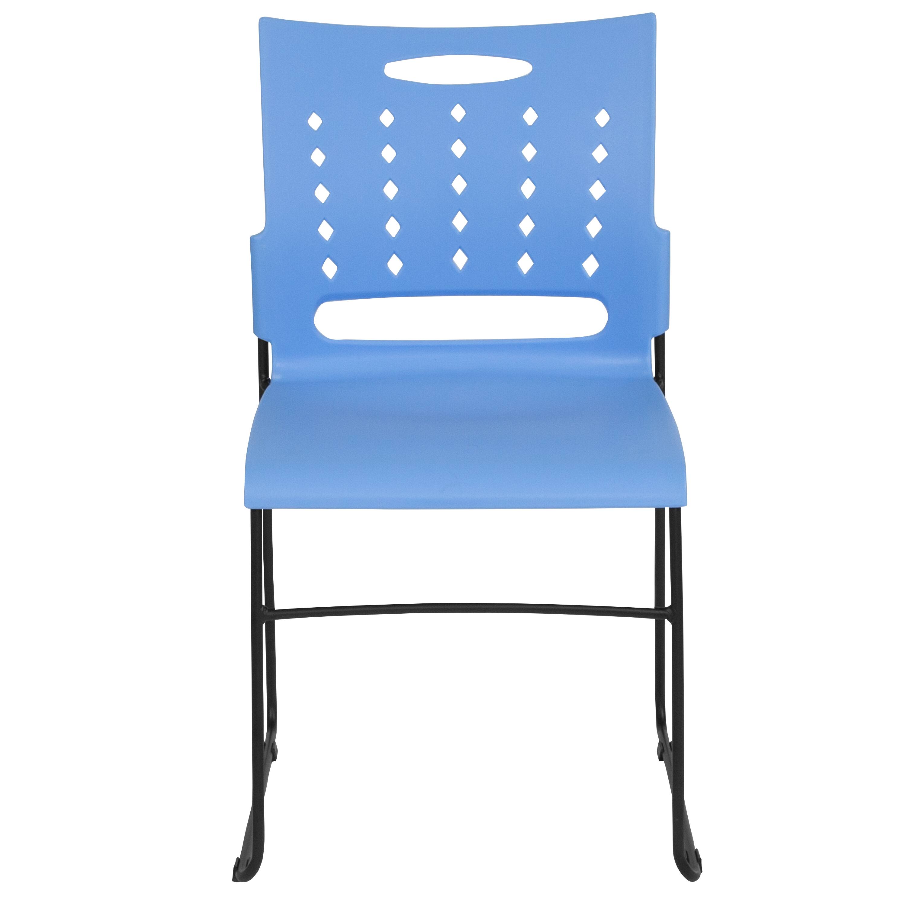 Alt View 7. Emma + Oliver - Home Office Plastic Accent Sled Base Stack Chair - Air-Vent Back - Blue.