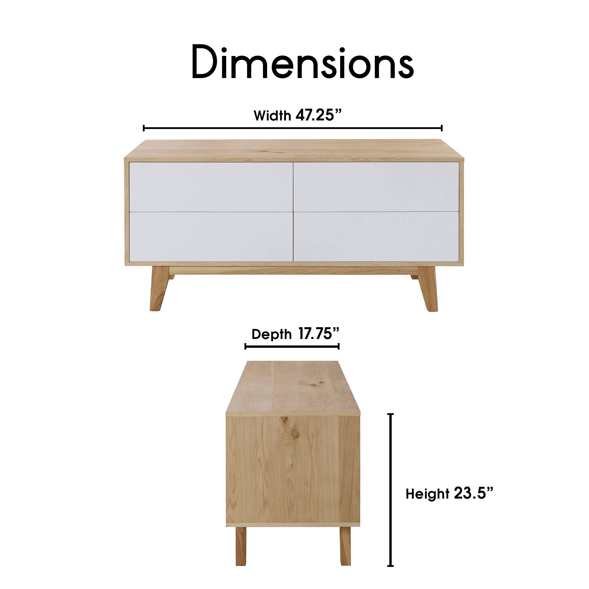 Dimensions  
Width 47.25"  
Depth 17.75"  
Height 23.5"