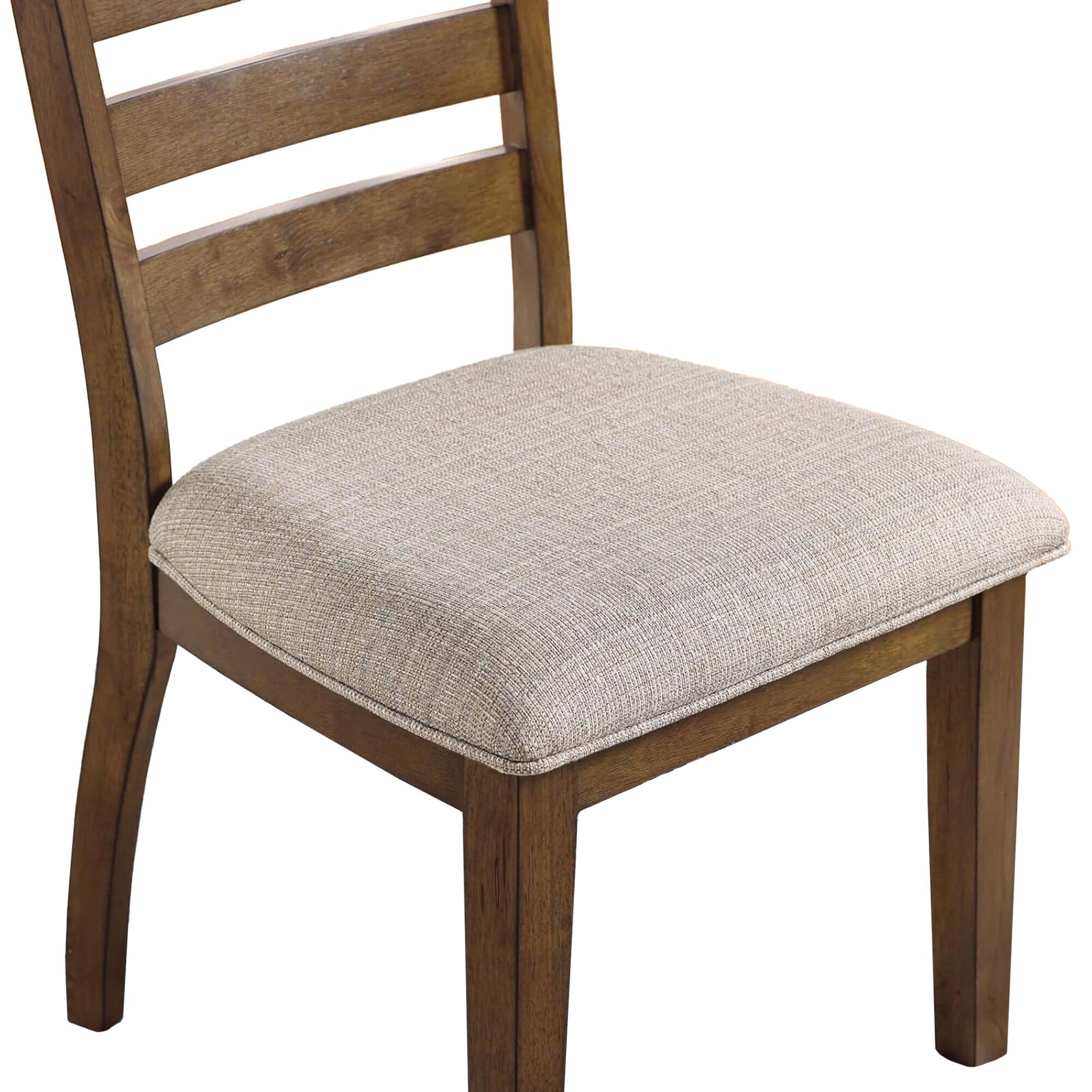 Alt View 3. Manhattan Lane - Teby 7pc Dining Table Chair Set, Walnut Brown Wood, Light Gray Linen - Walnut Brown, Gray.