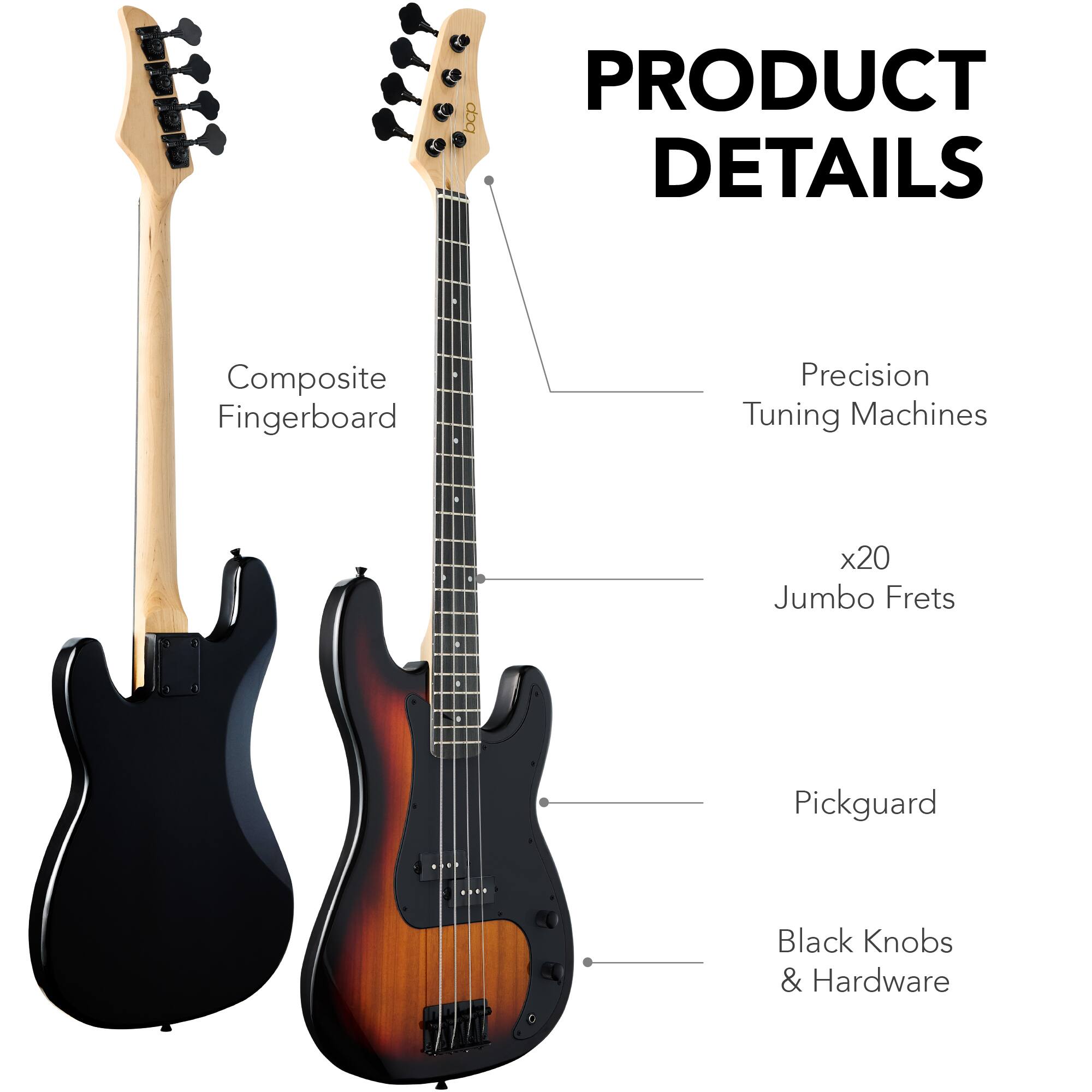 PRODUCT DETAILS

- Composite Fingerboard
- Precision Tuning Machines
- x20 Jumbo Frets
- Pickguard
- Black Knobs & Hardware