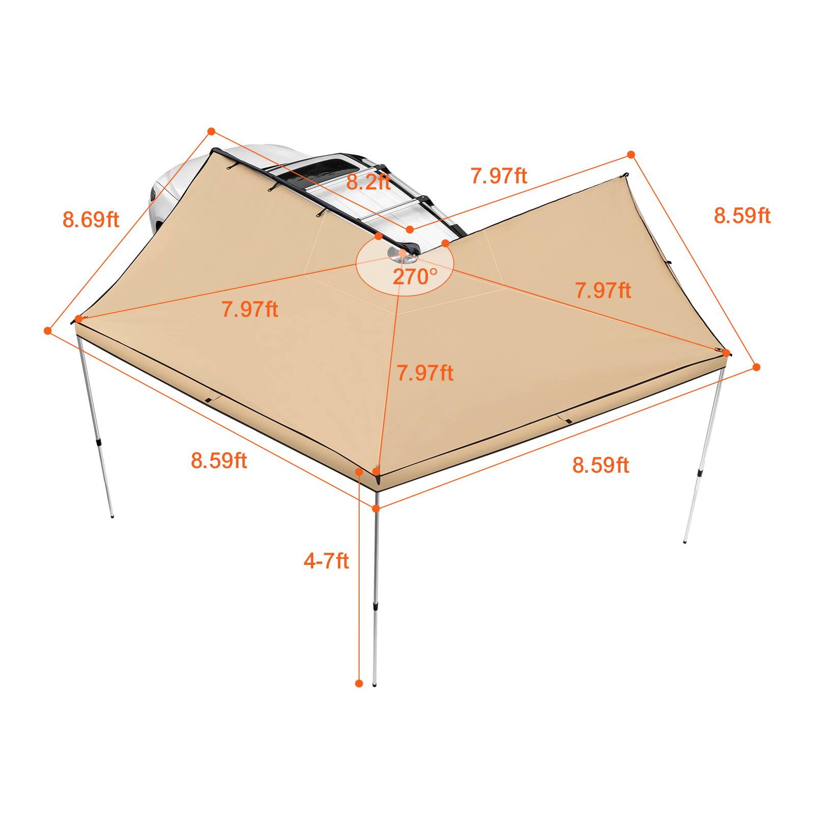 8.69ft  
8.2ft  
7.97ft  
8.59ft  
7.97ft  
270°  
7.97ft  
7.97ft  
8.59ft  
8.59ft  
4-7ft