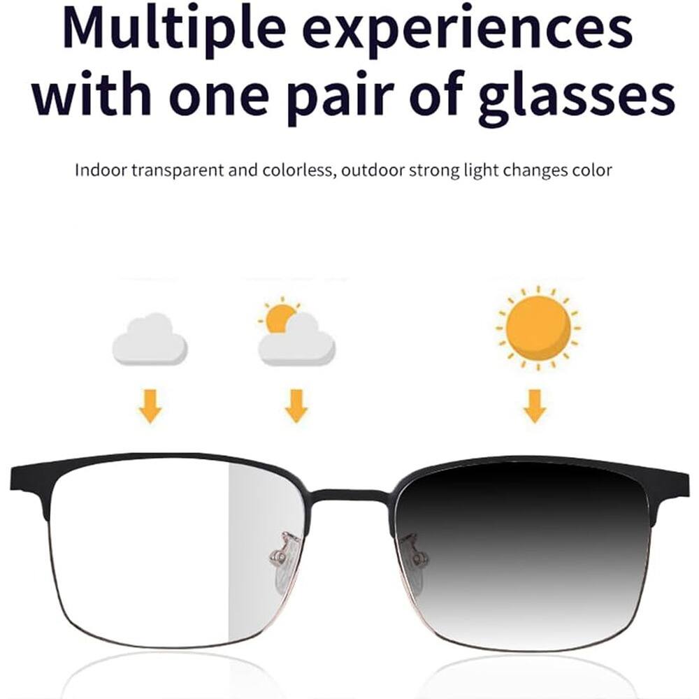 Multiple experiences with one pair of glasses

Indoor transparent and colorless, outdoor strong light changes color