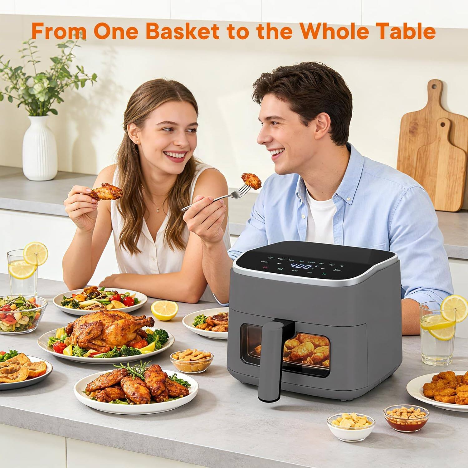 Sweet 4QT Air Fryer with Visible Window, 8 In 1 Touchscreen Air