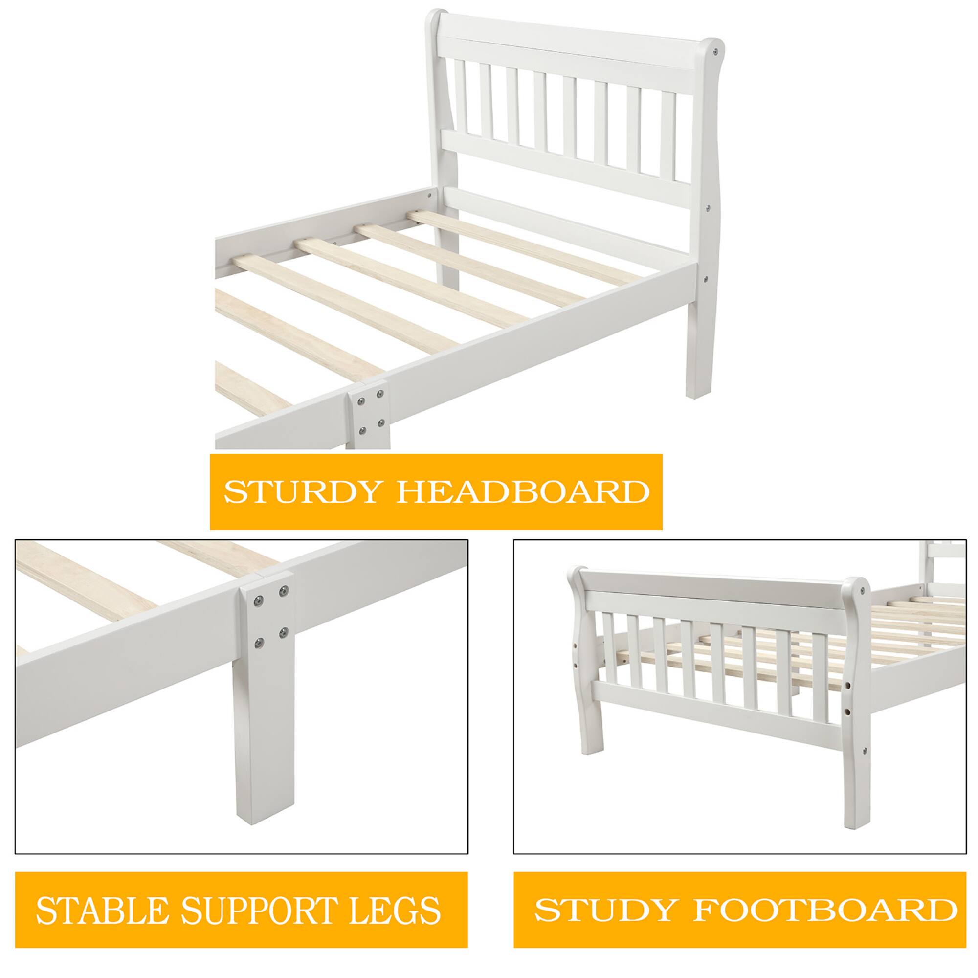 STURDY HEADBOARD  
STABLE SUPPORT LEGS  
STUDY FOOTBOARD