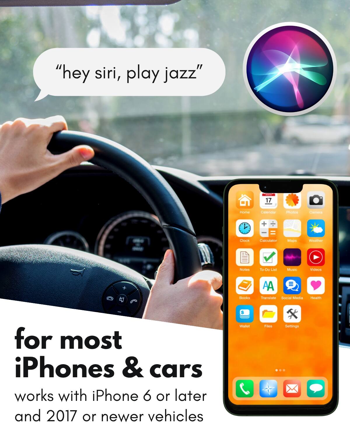 "hey siri, play jazz"

for most iPhones & cars

works with iPhone 6 or later and 2017 or newer vehicles