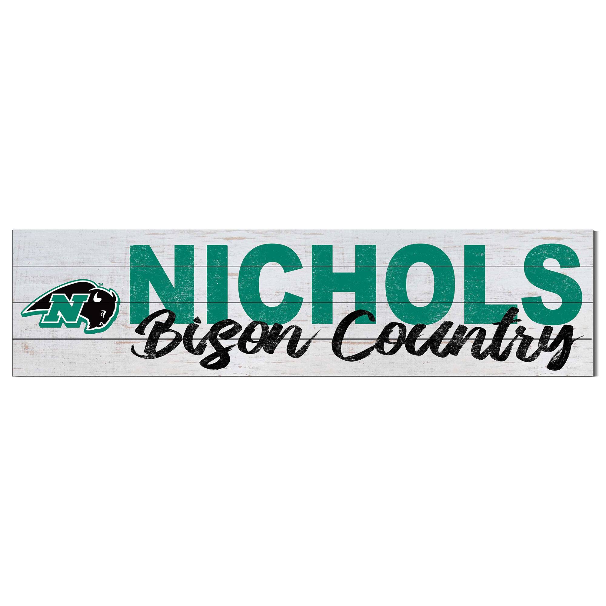 Jardine - Nichols College Bison 10" x 40" Logo Sign - White