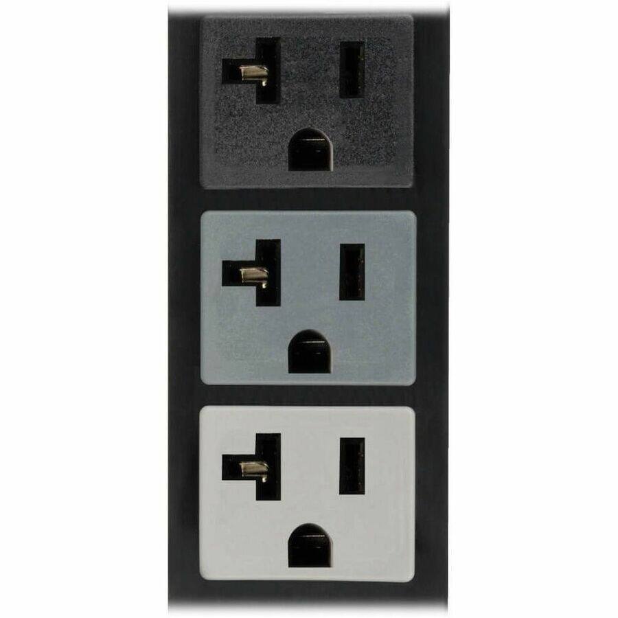 Alt View 4. Tripp Lite - Eaton Tripp Lite Series 5.7kW 3-Phase Local Metered PDU, 120V Outlets (42 5-15/20R), 208V L21-20P input, 6 ft. (1.83 m) - Black.