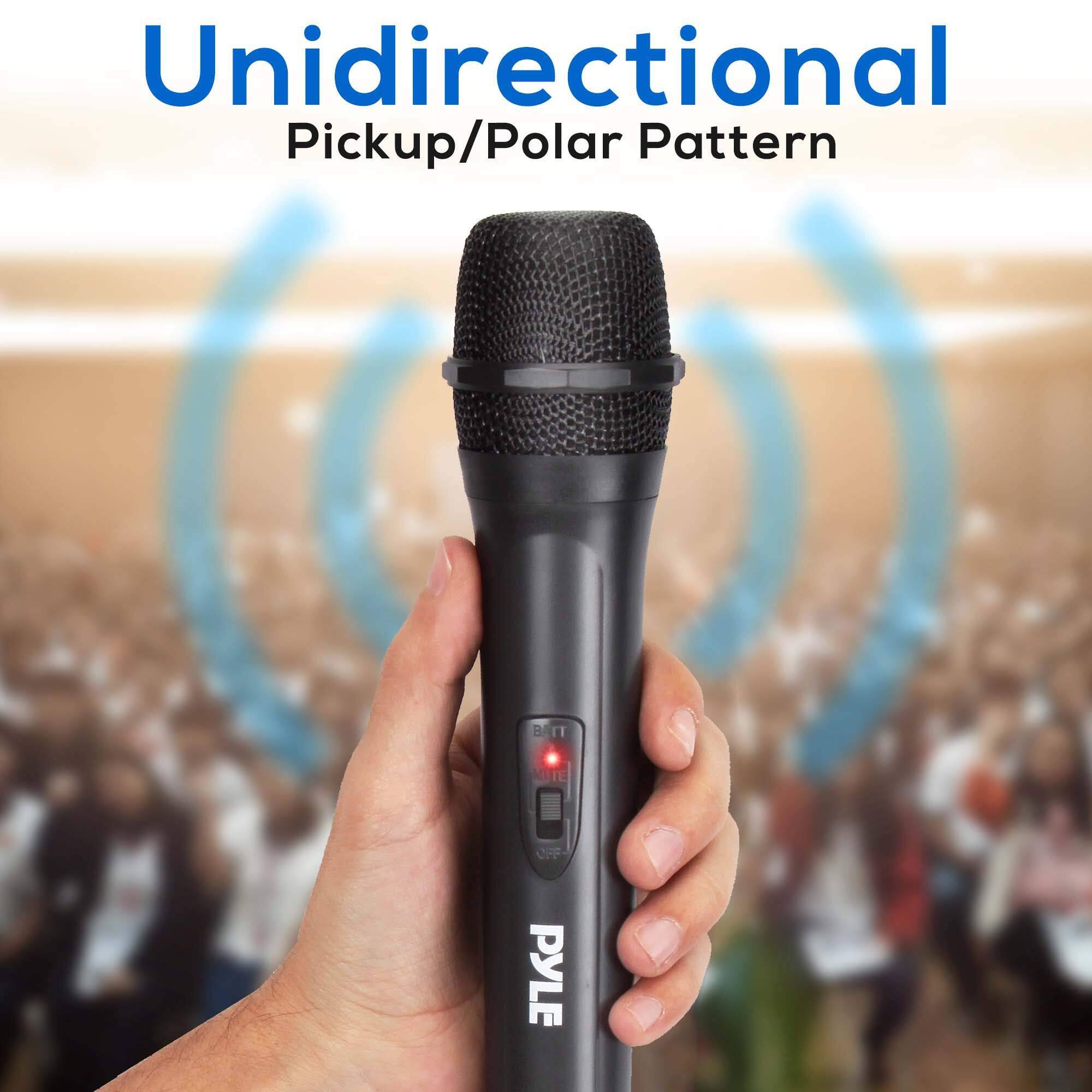 Unidirectional  
Pickup/Polar Pattern  

BATT  
MUTE  
0  
OFF  

PYLE