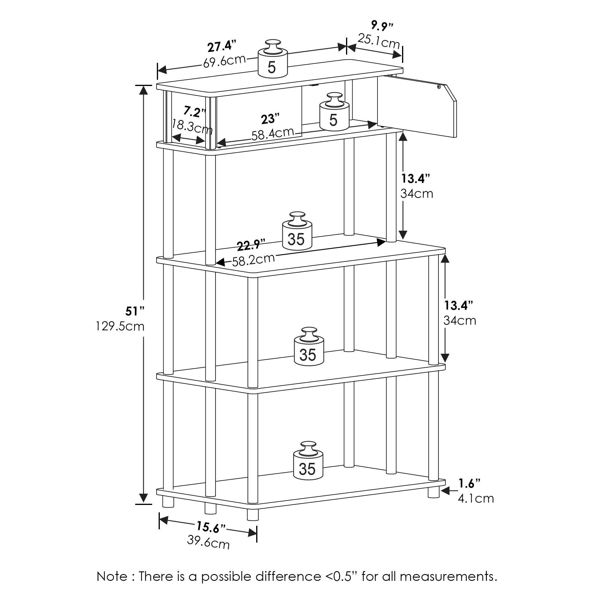 Furinno TURN N TUBE Printer Stand, 5 Tier Printer Stand with